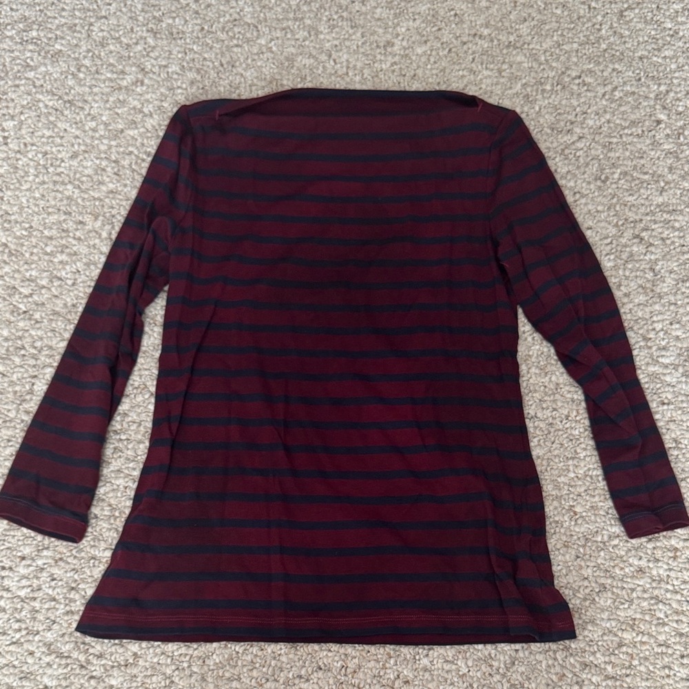 Old Navy Burgundy and Navy Striped Long Sleeve Tee
